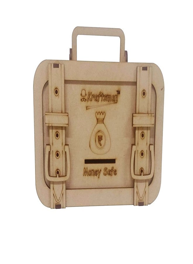 Braintastic حصالة نقود خشبية من Braintastic، صندوق لحفظ العملات المعدنية، حصالة على شكل خنزير محمية بكلمة مرور للأطفال والكبار (حقيبة) - Image 3